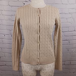 Womens Eddie Bauer Twist Knot Button Up Cardigan Cream Size Medium